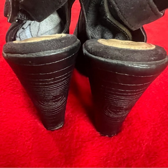 Sole Senseability Open Toe Slingback Heel Ankle Boots Black Size 7.5 Suede Like - Picture 5 of 7